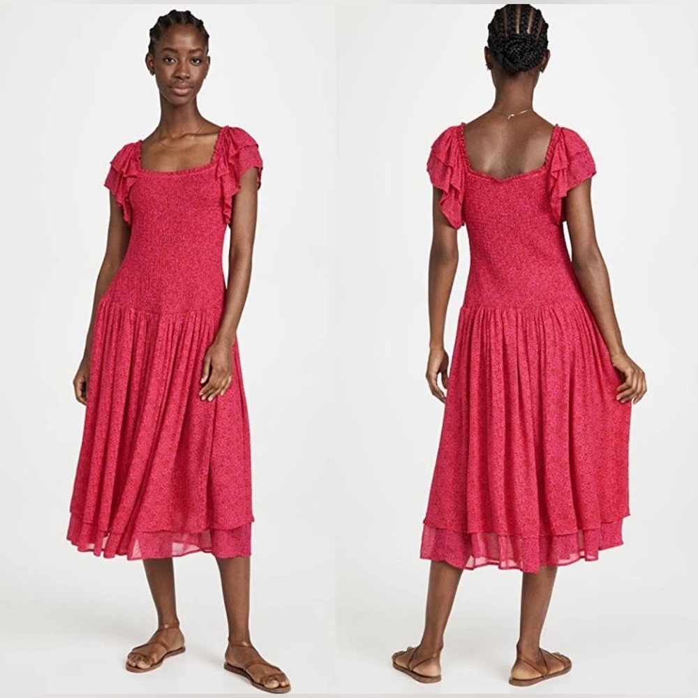 NWT Hatch The Cosette in Samba Print,  Pink Maxi Ruffle Dress, Sz 1 Small - Picture 3 of 11